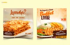 three packages of frozen food are shown in this advertizer's website design