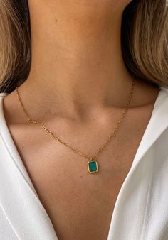 Natural stone jewelry that's as unique as you are. The gold paperclip chain necklace with a glacier ice blue stone has a touch of sparkle and style, great for daily wear. Details: Measurements: 40+5cm (extendable) - gold filled - stainless steel and 18k gold - will not turn colors/tarnish - hypoallergenic - minimalist - ships the next day 🦋  WHY VASI Jewelry? - Ethically sourced gems and stones - Made with recycled gold - Handmade or designed/sourced - Shop local (based in Columbus, OH) - Beats Paperclip Chain Jewelry With Rectangular Pendant For Gifts, Gemstone Jewelry With Rectangular Links For Gifts, Elegant Turquoise Chain Necklace Gift, Blue Jewelry With Paperclip Chain As Gift, Blue Link Necklace For Gift, Blue Jewelry With Paperclip Chain For Gift, Gold Paperclip Necklace, Blue Stone Pendant, Paperclip Chain Necklace