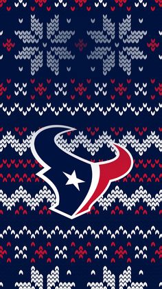 the houston texans logo is shown on a knitted sweater with red, white and blue colors