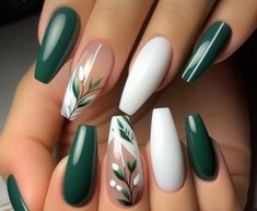 Pretty Nail Art Designs, Chic Nails, Fancy Nails, Short Acrylic Nails, Best Acrylic Nails, Gorgeous Nails, Cute Acrylic Nails, Green Nails