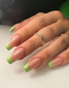 NAILS✨ Lime Nails, Lime Green Nails, Green Acrylic Nails, Green Nail Designs, Nails Green, Green Nail, French Tip Acrylic Nails, French Acrylic Nails, Classy Acrylic Nails