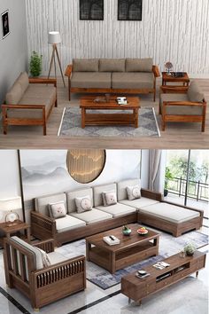 this is an image of a living room with couches, tables and coffee table