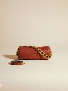 XX Mini Cylinder Soft Calf Leather Red bole Cylinder Bag, North And South America, Night Looks, Embossed Logo, Pink Brown, Three Dimensional, Calf Leather, Style Icons, Cross Body