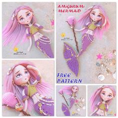 the mermaid doll has pink hair and is holding a starfish on it's tail