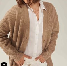 Chic Oversized Button-up Sweater, Oversized Neutral Chic Cardigan, Cozy Oversized Cardigan For Work, Chic Oversized Everyday Cardigan, Chic Oversized Cardigan For Everyday, Oversized Neutral Sweater For Work, Chic Oversized Sweater For Daywear, Chic Neutral Cardigan For Work, Boyfriend Cardigan