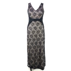 London Times Black Lace With Nude Underlay Full Length Long Maxi Dress Sz. 14 Chest: 21" Waist: 18" Hip: 24" Length: 62" Tags: Stretch / Sleeveless / Hostess Dress / Prom / Gala / Event / V-Neck / Zipper Back / Wedding / Black Tie / Party / Ball Gown / Cocktail / Floral / Dressy Item(S) Are As Shown In The Pictures. Please See All Pictures For Condition And Details Of The Item(S) Photos Style On The Rocks 2020 Wedding Black Tie, Gown Cocktail, Hostess Dresses, Gala Event, Black Tie Party, Lace Evening Gowns, Printed Casual Dresses, Wedding Black, Black Halter Dress