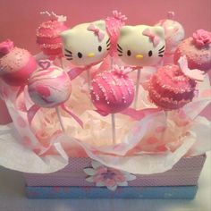 hello kitty cake pops in a pink box