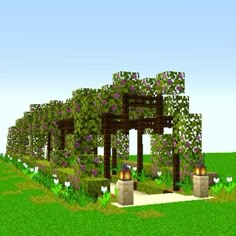 Archway Designs Minecraft, Mc Fairy Builds, Minecraft Modern Garden, Minecraft Building Ideas For Boyfriend, Minecraft Fairy Garden Ideas, Organic Minecraft Builds, Minecraft Garden Builds, Minecraft Orchard Design, Minecraft Hedge Fence