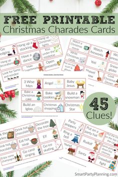 printable christmas cards with the words, free printable christmas charadess for kids