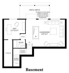 the basement floor plan for an apartment