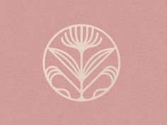 a white flower in a circle on a pink background with the word,'flowers '