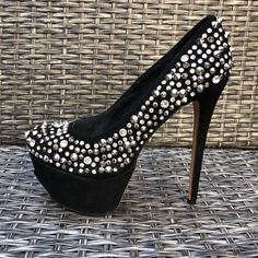 Zigi Ny Black Label Embellished Platform Suede Pumps. Retail $395.00. Size 7. Color Black. New With Tags With Minor Marks From Storage. Box Not Included. Glamorous Bedazzled Black Heels, Glamorous Black Bedazzled Heels, Chic Heels With Rhinestone Rivets For Night Out, Chic Bedazzled Heels For Night Out, Chic Formal Heels With Rhinestone Rivets, Glamorous Embellished Black Heels, Glamorous Black Embellished Heels, Black Heels With Rhinestone Rivets For Evening, Chic Black Heels With Rhinestone Rivets