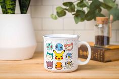 Nintendo Pokemon Bulbasaur Squirtle Slowpoke Snorlax Pikachu Charmander & More Grid Camper Mug 20 Ounces Pokemon Bulbasaur, Mug Cakes, Disney Dragon, Pokemon 20, Nintendo Pokemon, Camper Mug, Loose Change, Fun Cup, Good Smile