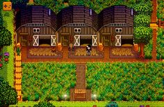 Stardew Valley Farm Building Colors, Stardew Valley Chicken Coop Layout, Stardew Valley Building Colors, Stardew House, Stardew Layout, Stardew Ideas, Stardew Farm, Barn Layout