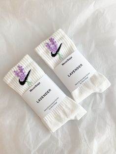 Embroidered Lavender, Socks Aesthetic, Embroidered Socks, Custom Socks, Cute Socks