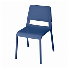 a blue plastic chair on a white background