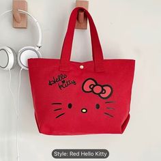 Red Hello Kitty Fabric Tote Bag New Hello Kitty Fabric, Red Hello Kitty, Fabric Tote Bag, Fabric Tote Bags, Fabric Tote, Cute Tote Bags, Lady In Red, Red Color, Tote Bags