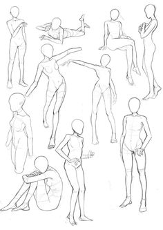 an image of various poses and body shapes drawn in pencil on paper, with the outlines