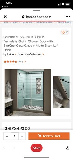 the home depot website is showing an image of a bathroom with glass shower doors and tile floor