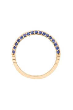 All Campbell + Charlotte pieces are handmade in New York City. Blue 14k Gold Round Band Jewelry, Blue Round Stackable Rings For Formal Occasions, Blue Halo Round Rings, Blue Half Eternity Round Ring, Blue Half Eternity Ring, Luxury Blue Halo Jewelry, Blue 14k Gold Half Eternity Jewelry, Classic Blue Stackable Jewelry, Blue Halo Ring Jewelry