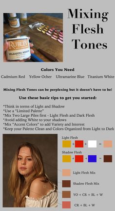 an ad for mixing flesh tones with the color chart and instructions to use it on