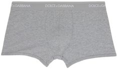 Pack of two stretch cotton jersey boxer briefs in gray. Jacquard knit logo at waistband. Supplier color: Gray melange Gray Fitted Cotton Boxer Briefs, Fitted Gray Cotton Boxer Briefs, Fitted Gray Boxer Briefs For Loungewear, Knit Logo, Jacquard Knit, Boxer Briefs, Stretch Cotton, Briefs, Casual Shorts