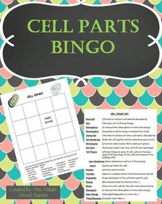 the cell parts bingo game is on display