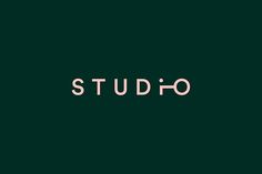 the word studio written in pink on a green background