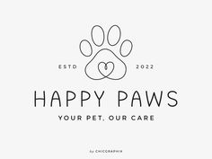 the logo for happy paws, a pet shop that sells dogs and their owners'personal care