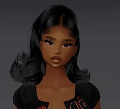 an animated image of a woman with black hair