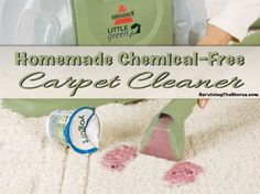 a carpet cleaning machine with the words homemade chemical - free carpet cleaner next to it