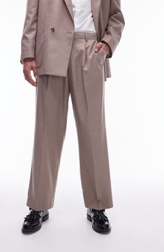 Crisp creases elevate stretch-kissed suit pants that are a sophisticated addition to any office wardrobe. 30 1/2" inseam; 20" leg opening; 12" front rise; 16 1/2" back rise (size 32) Zip fly with hook-and-bar closure Front slant pockets; back welt pockets 84% polyester, 14% viscose, 2% elastane Dry clean Imported Spring Stretch Business Casual Bottoms, Semi-formal Stretch Bottoms For Spring, Spring Semi-formal Stretch Bottoms, Formal Stretch Work Pants With Pockets, Stretch Formal Work Pants With Pockets, Tailored Full Length Solid Bottoms, Tailored Solid Full-length Bottoms, Professional Formal Bottoms With Welt Pockets, Formal Pantsuit With Pressed Crease Trousers