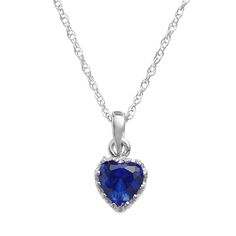 "Pendant Details: Pendant length: .55 in. Necklace length: 18 in. Clasp: spring-ring Metal: rhodium-plated sterling silver Stone Details: Stone type: lab-created sapphire Cut: heart Setting: prong  Size: 18"". Color: Blue. Gender: female. Age Group: adult." Expensive Stuff, Birth Stones, Blue Sapphire Jewelry, Titanic Jewelry, Crown Pendant, Silver Lab, Gorgeous Hairstyles, Heart Crown, Tanzanite Jewelry