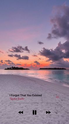 an image of the beach at sunset with text overlay that reads forgot that you existing taylor swift