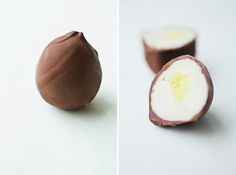 there are three different types of chocolates and one has an egg in the middle