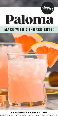 two glasses filled with pink lemonade and garnished with orange slices