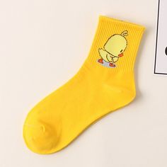 Gender: Women Item Type: Sock Material: Polyester Material: Spandex Material: COTTON Thickness: STANDARD Item Length: One size Sock Type: Casual Pattern Type: Cartoon Obscene Picture: No Sexually Suggestive: No Packaging: 1 Size: 35-40EU/5-9.5US Comfortable Stretch Yellow Socks, Duck Socks, Cartoons Dancing, Yellow Duck, Funny Socks, Short Socks, Pink Beige, Casual Socks, Fit Check