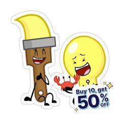 two stickers that say buy 10 get 50 % off