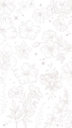 a white flower wallpaper with stars and leaves