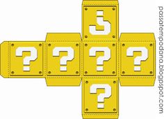 six yellow boxes with question marks on the top and bottom, all in different sizes