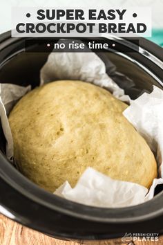 Rustic Slow Cooker Bread is exactly as easy and convenient as it sounds! Skip the loaf pan, the dough rise, and turning on the oven, because the crockpot does it all! | www.persnicketyplates.com Soft Homemade Bread, Bread Crockpot, Creamy Soups, Homemade Bread Easy, Easy Bread Recipes, Crockpot Recipes Slow Cooker