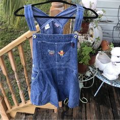 Disney Winnie The Pooh Tigger Blue Denim Jeans Overalls Shorts Romper L Womens Rare Vtg 80s 90s Rare And Hard To Find Style. Features Embroidery Details Of Winnie The Pooh And Tigger. Vintage 1980s 1990s No Stains, Rips, Tears, Or Holes. See Pictures For Additional Details Off Condition. Smoke Free Home. Fun Blue Cotton Jeans, Fun Blue Denim Bottoms, Retro Cotton Denim Jumpsuit In Medium Wash, Retro Medium Wash Cotton Denim Jumpsuit, Retro Medium Wash Cotton Overalls, 90s Style Blue Cotton Denim Jumpsuit, 90s Style Blue Denim Overalls, 90s Blue Denim Jumpsuit With Pockets, Tigger Onesie