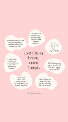 Inner Healing Spiritual, Root Chakra Quotes, Root Chakra Shadow Work, Journal Healing Prompts, Root Chakra Healing Affirmations