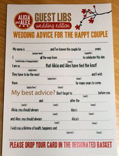 the wedding advice for the happy couple