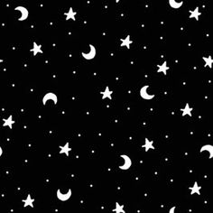 black and white stars and moon pattern background