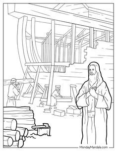 20 Noah's Ark Coloring Pages (Free PDF Printables) Jesus Heals Paralyzed Man, Childrens Bible Activities, Bible Coloring Sheets, Miracles Of Jesus, Jesus Heals