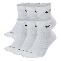 Nike Unisex Everyday Plus Cushioned Sock 6 Packs White SX6899-100 (Couple/Logo Pattern) Nike Ankle Socks, White Nike Socks, Quarter Socks, Nike Socks, White Socks, White Nike, Athletic Socks, Nike Store, Black White Fashion