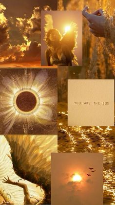 a collage of pictures with the words you are the sun above them and an angel