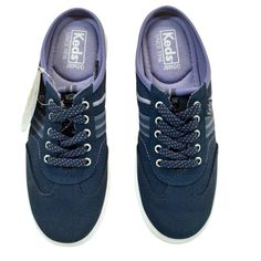 Keds Womens Ortholite Slide Lace Up Casual Sneakers Shoes Navy New Size 6.5 -Upper Materials: Canvas -Rubber Sole -Closure: Lace Up -Color: Navy Blue Lace-up Synthetic Canvas Shoes, Navy Slip-on Sneakers For Spring, Blue Slip-on Sneakers With Elastic Laces, Red Keds, Black Lace Up Flats, Kate Spade Keds, Keds Sneakers, Sparkly Shoes, Black Slip On Shoes