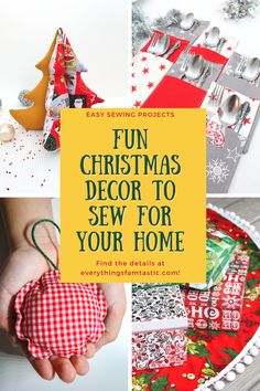 selection of fabric christmas decor ideas to sew Easy Christmas Sewing Projects, Crafts To Sew, Sewing For Christmas, Christmas Diy Sewing, Christmas Crafts Sewing, Christmas Sewing Patterns, Christmas Decorations Sewing, Unique Sewing Projects, Sewing Christmas Gifts